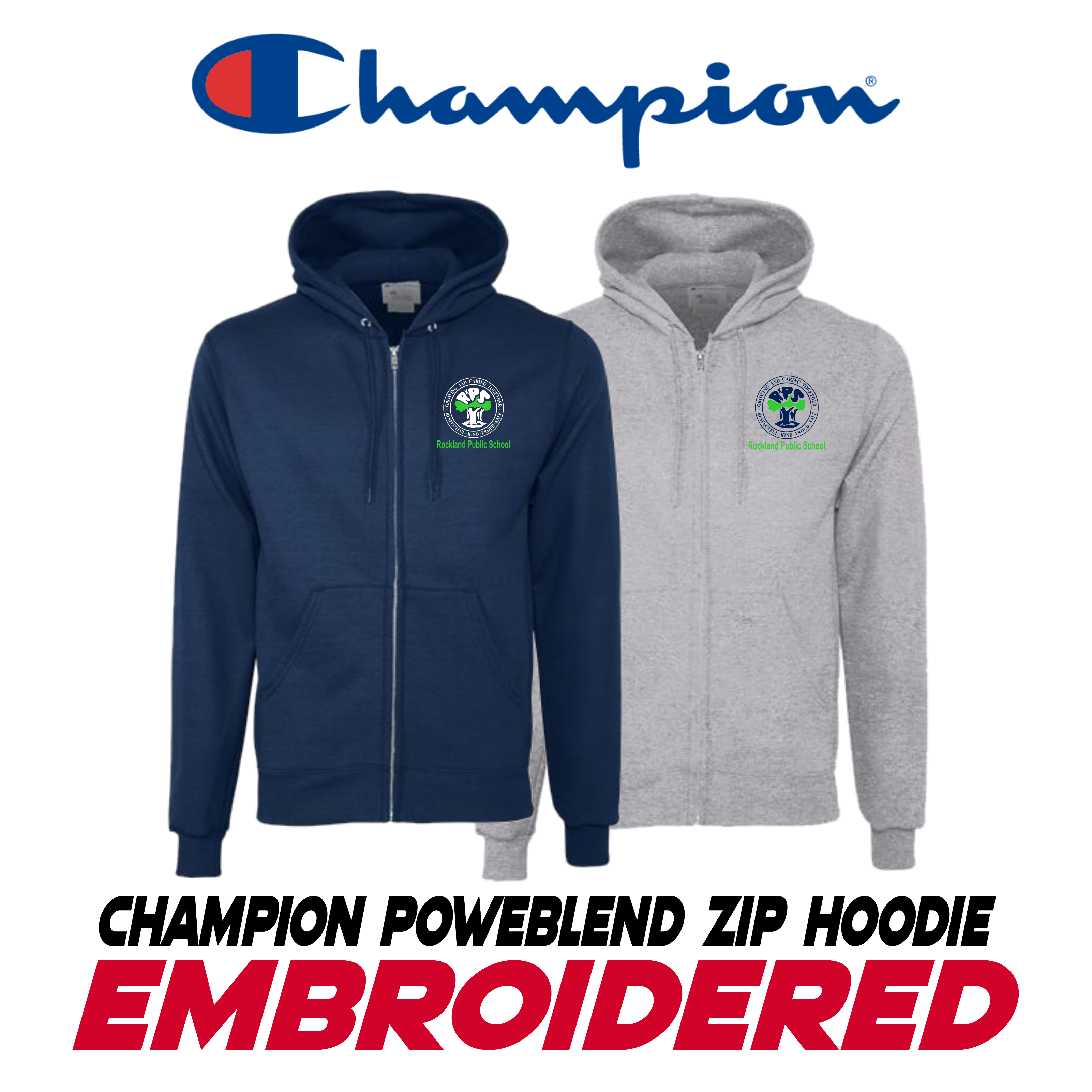 Embroided Champion Powerblend Zip Hoodie