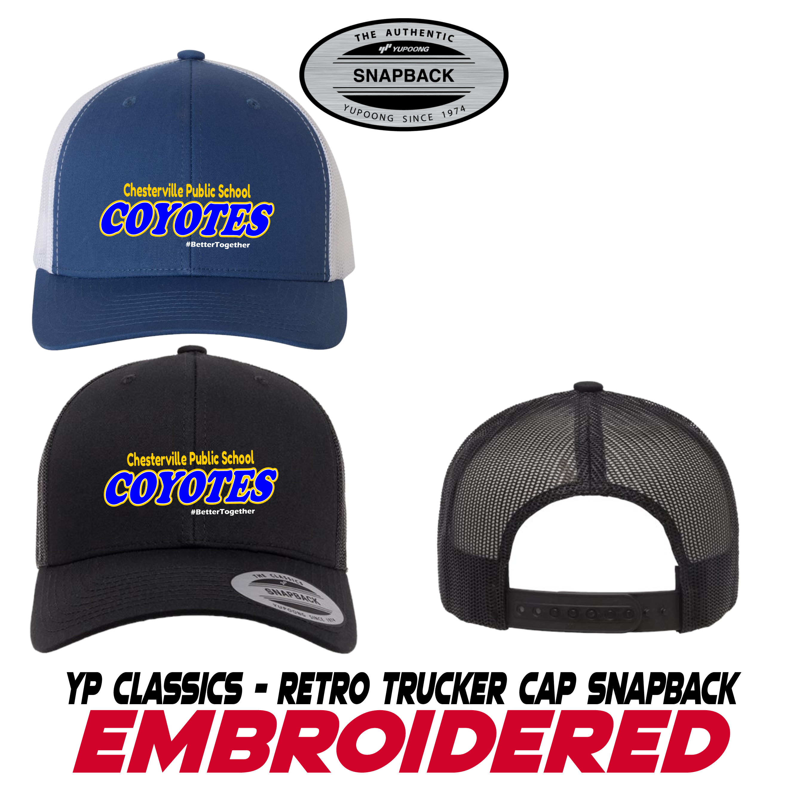 Embroidered YP Classics-Retro Trucker Mesh Snapback