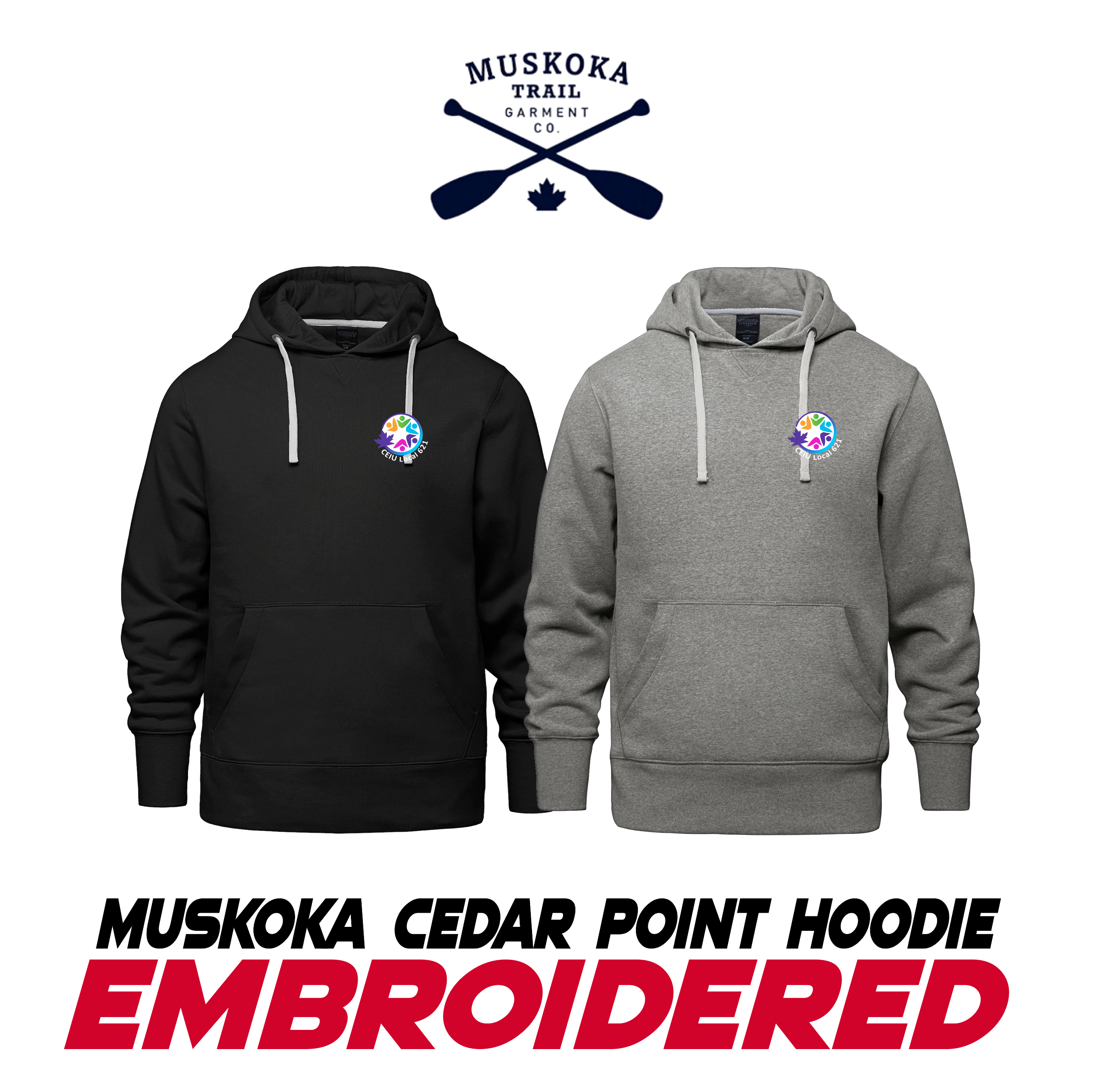Embroidered Muskoka Cedar Point Hoodie