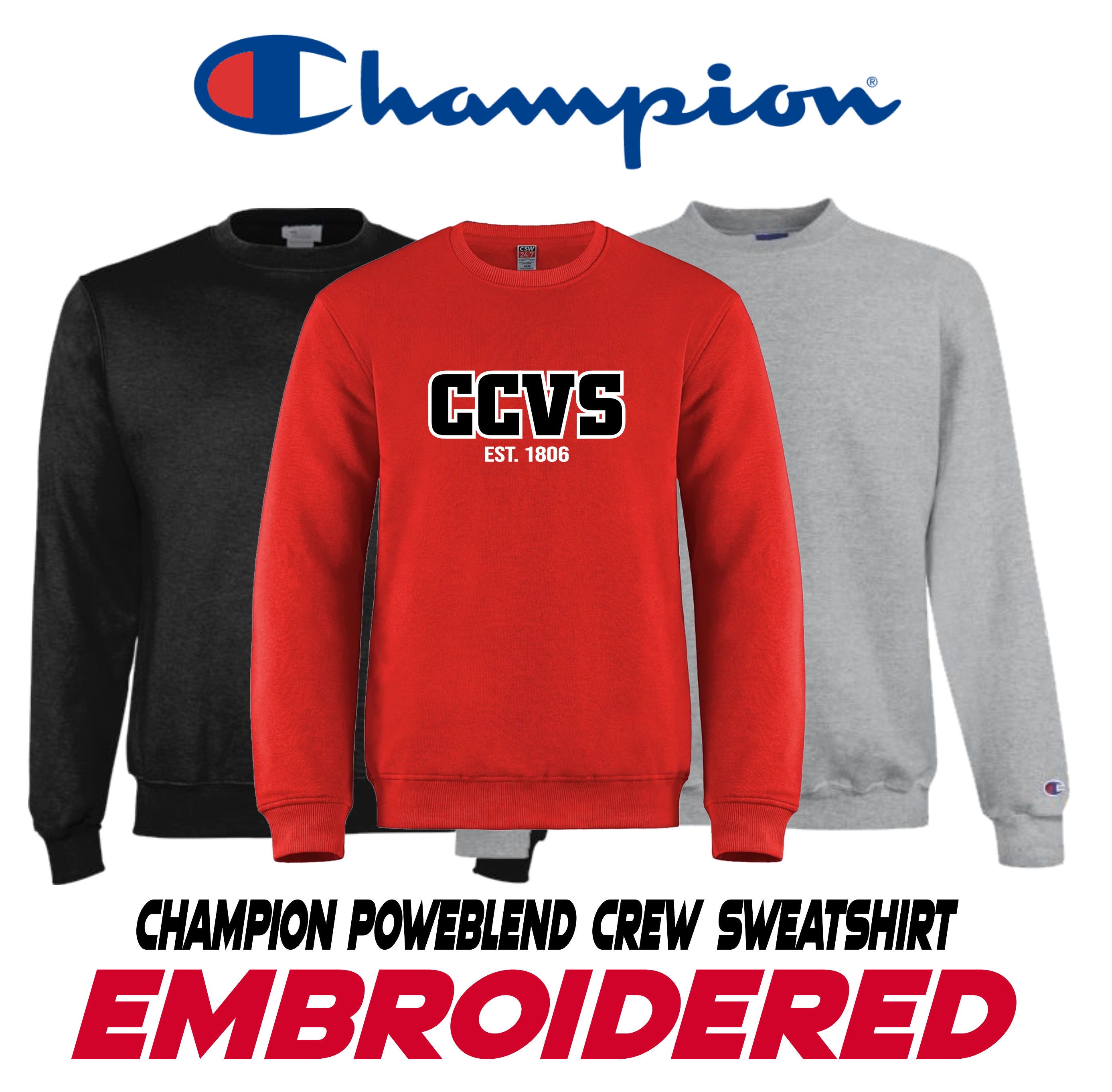Embroidered Champion Powerblend Crew