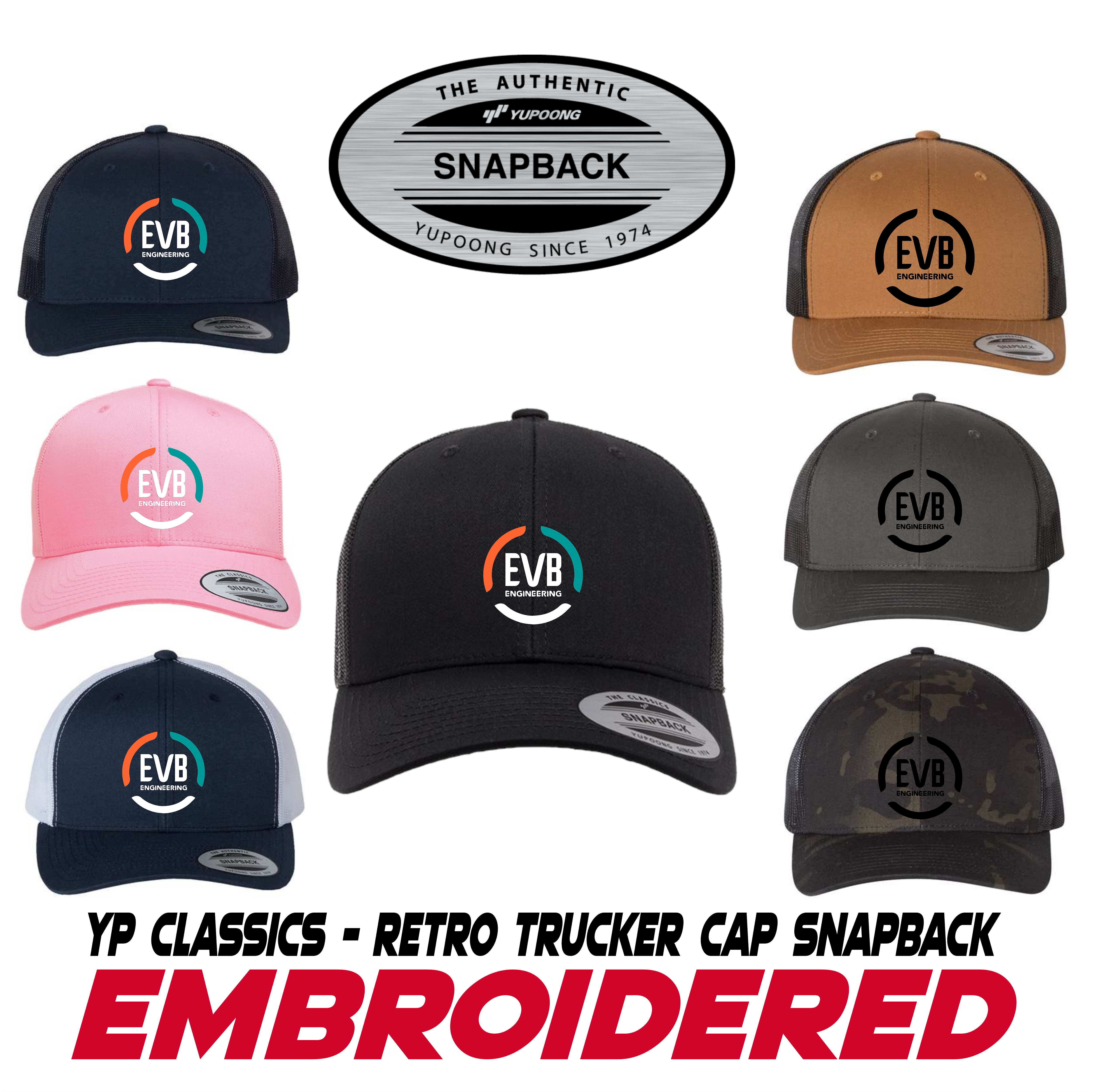 Embroidered YP Classics-Retro Trucker Mesh Snapback