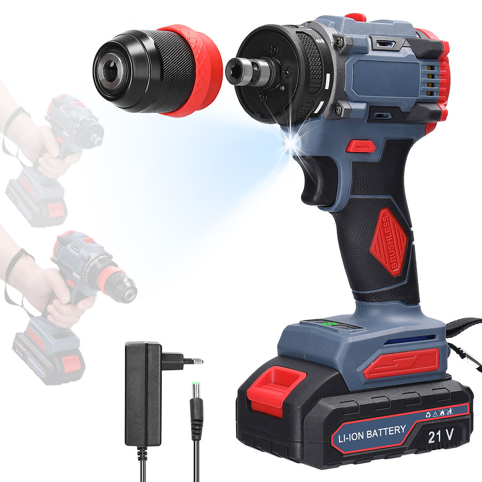 Thumbnail: 21V 2-in-1 Brushless Electric Drill, 55Nm Torque, Rechargeable Screwdriver