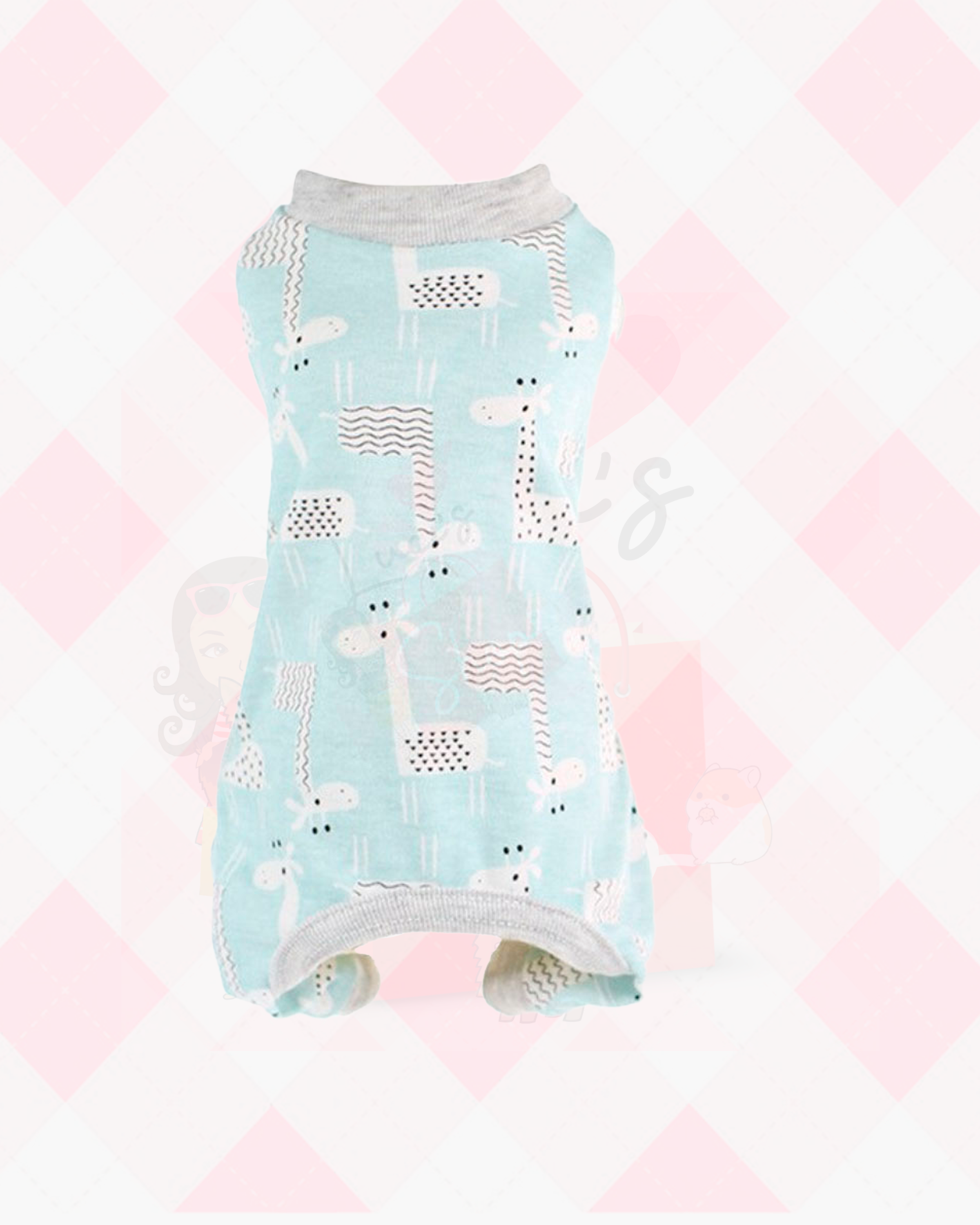 Pijama para perro con estampado de animales. Rosa