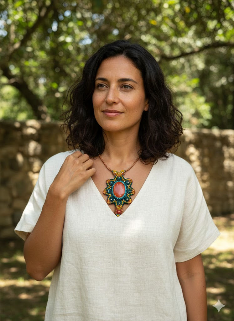 Miniatura: Collar Fantasía Jaspe Rojo