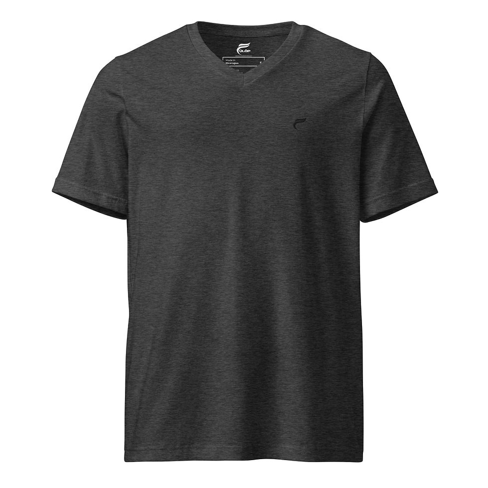 Miniaturbild: Dunkelgraues Kurzarm-T-Shirt mit V-Ausschnitt