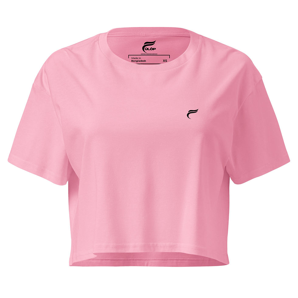 Miniaturbild: Rosa Cropped Essential Tee mit kleinem Logo auf der Brust