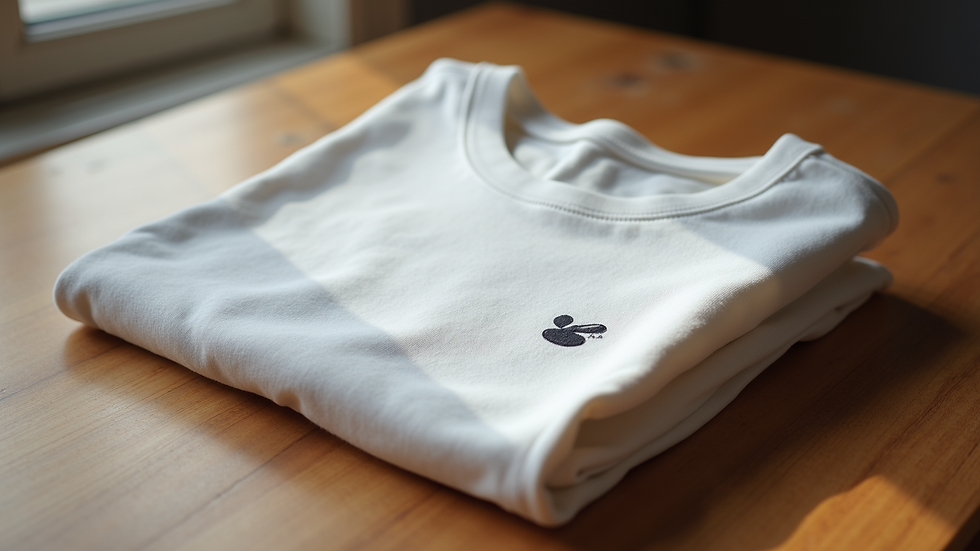 Hohe Perspektive auf ein gepflegtes Fülöp & Co. T-Shirt, das ordentlich gefaltet ist