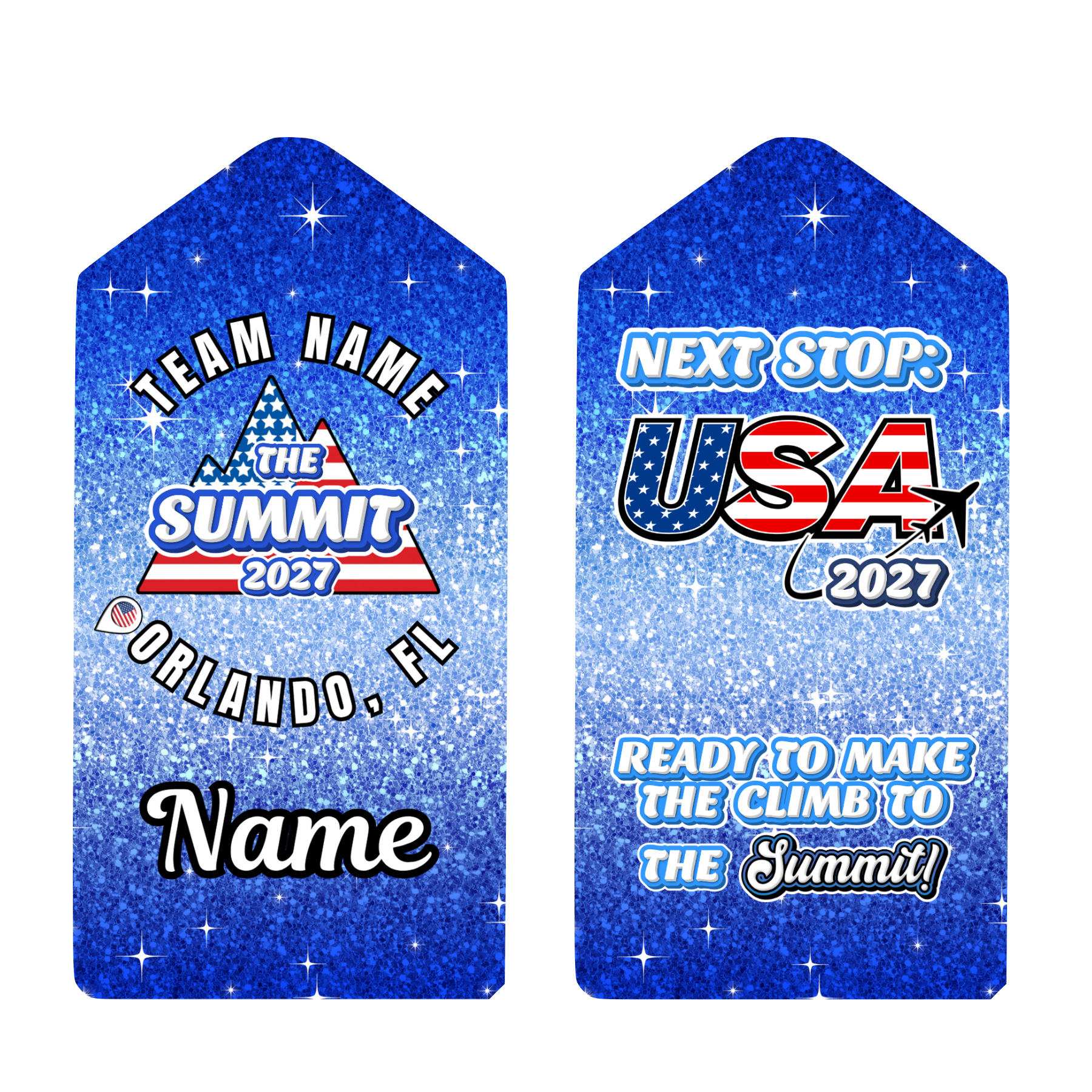 Summit 2027 sparkly bagtag keyring- USA mountain