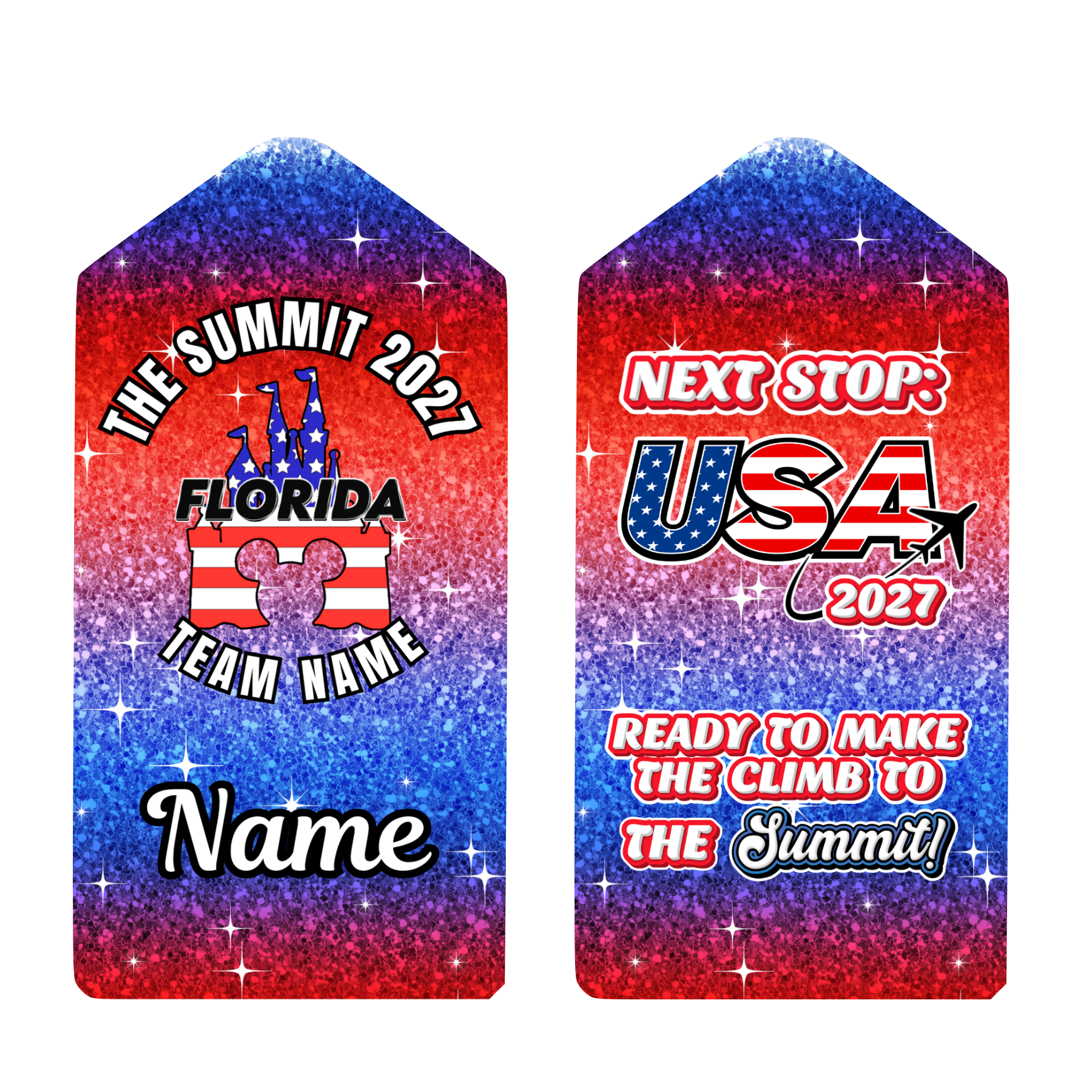 Summit 2027 sparkly bagtag keyring- castle