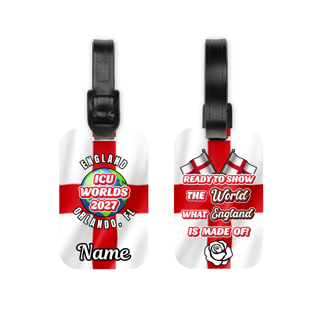 ICU Worlds 2027 double sided luggage tag- England