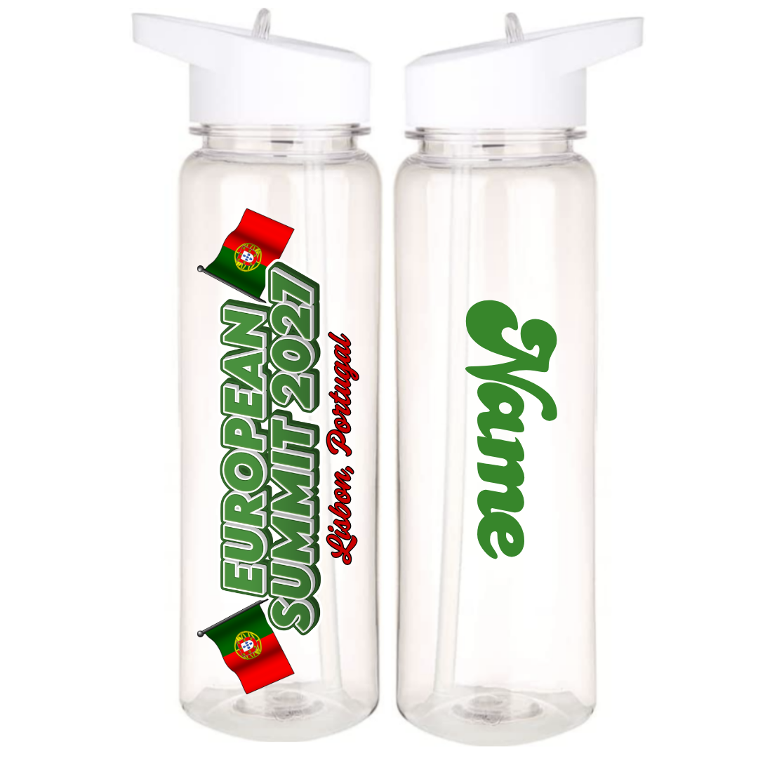 European Summit 2027 plastic bottle- green design