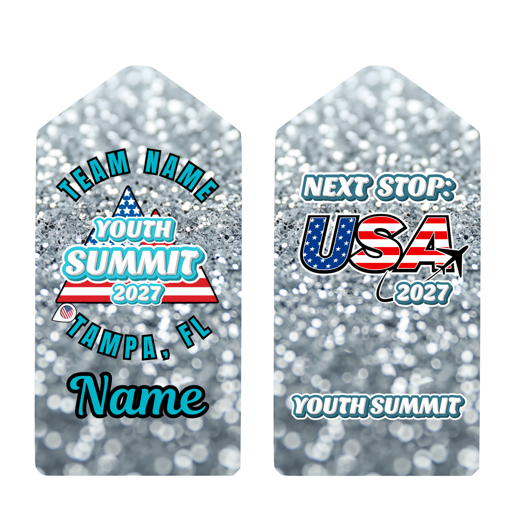 Youth Summit 2027 sparkly bagtag keyring- USA Mountain