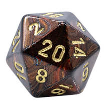 one brown marbled w20 or 20 sided dice,