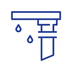 icon of gutter with water drops falling down