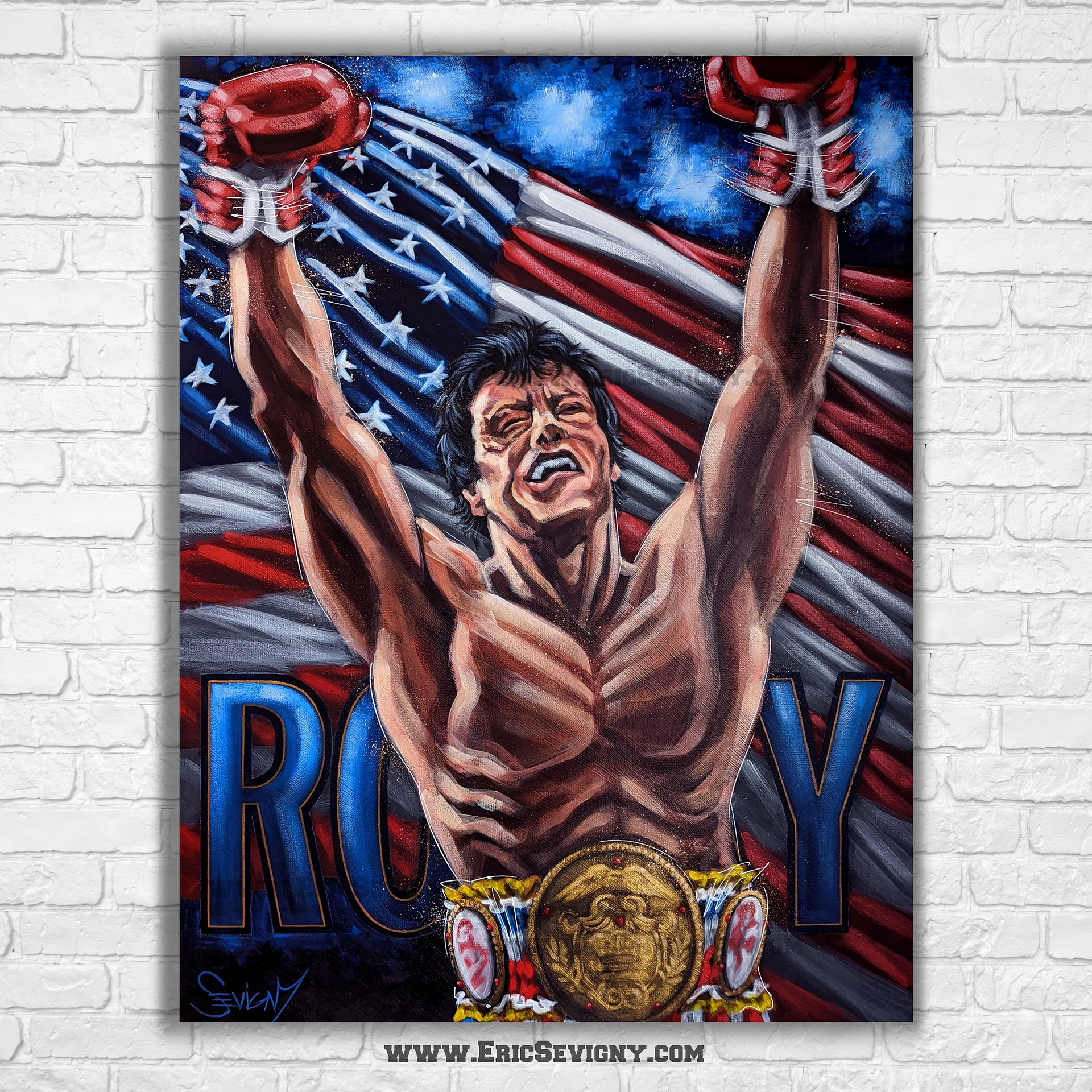 Toile de Rocky Balboa fait par l'artiste peintre Eric Sevigny