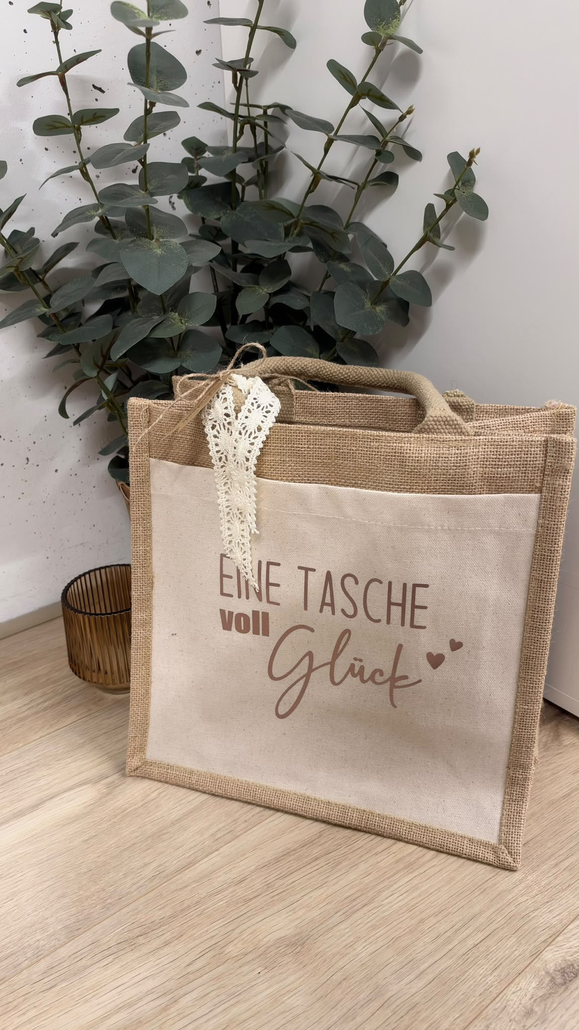 Jutetasche "Eine Tasche voll Glück"