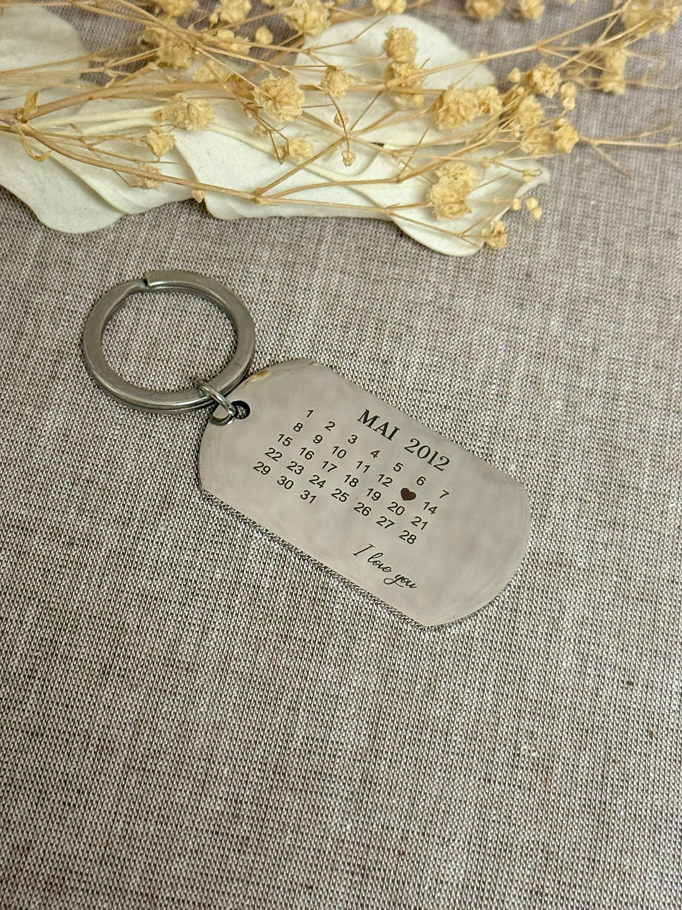 Miniaturbild: Edelstahl Schlüsselanhänger mit Gravur Kalender