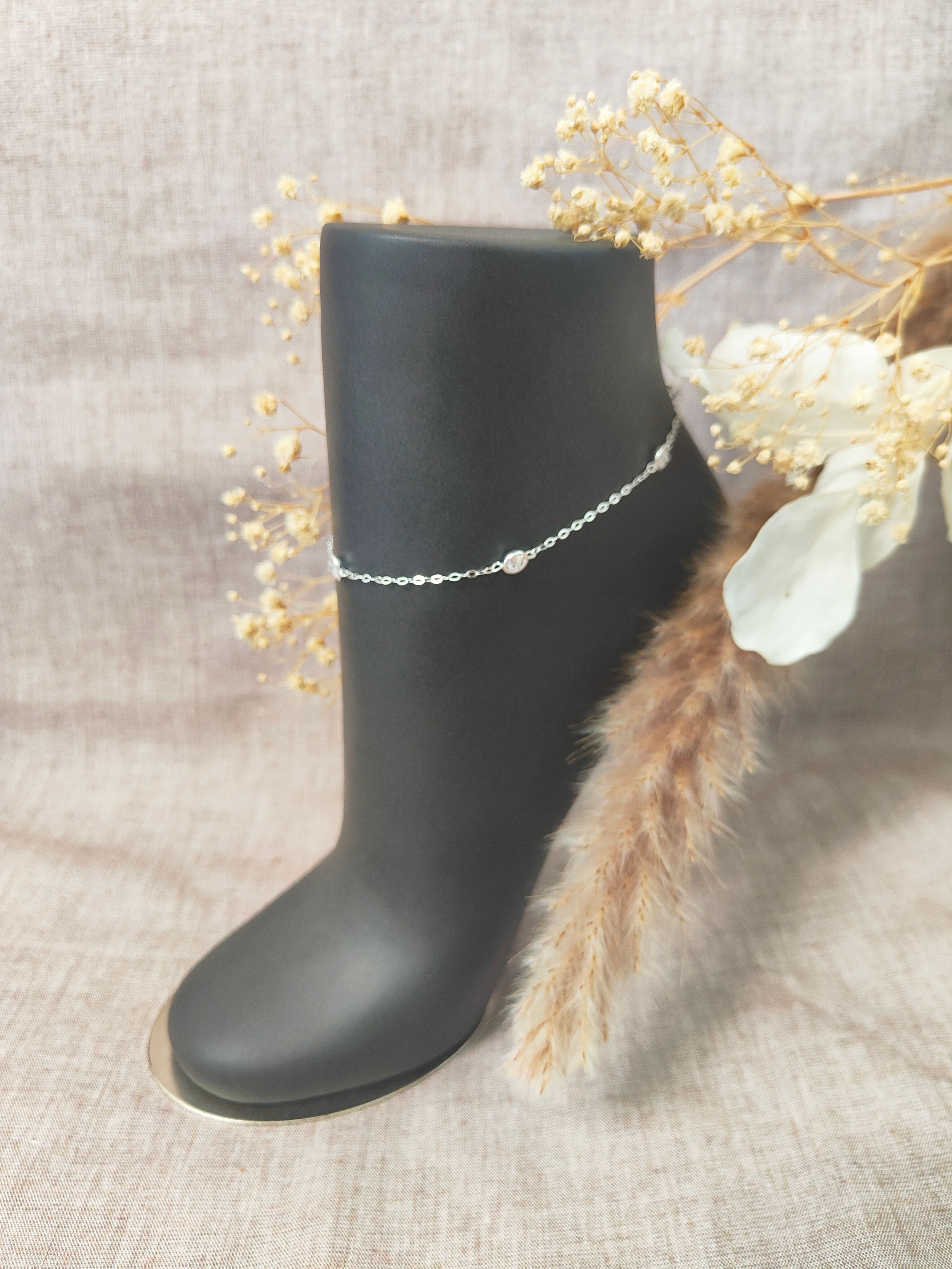 Fusskettchen Zirkonia silber