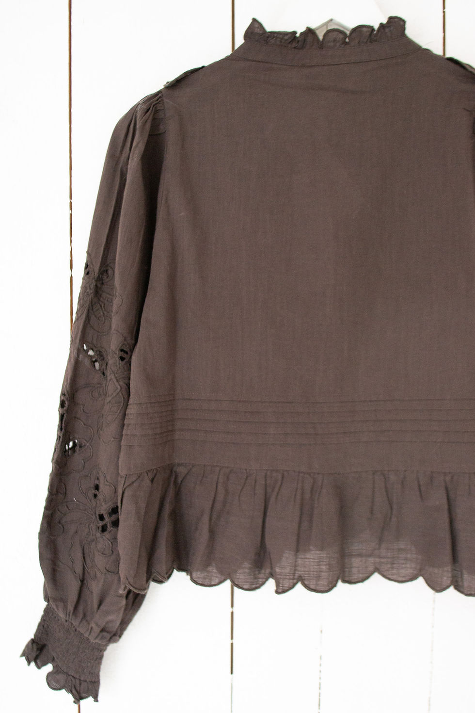 Thumbnail: Neo Noir Petrine Embroidery Blouse Dark Brown