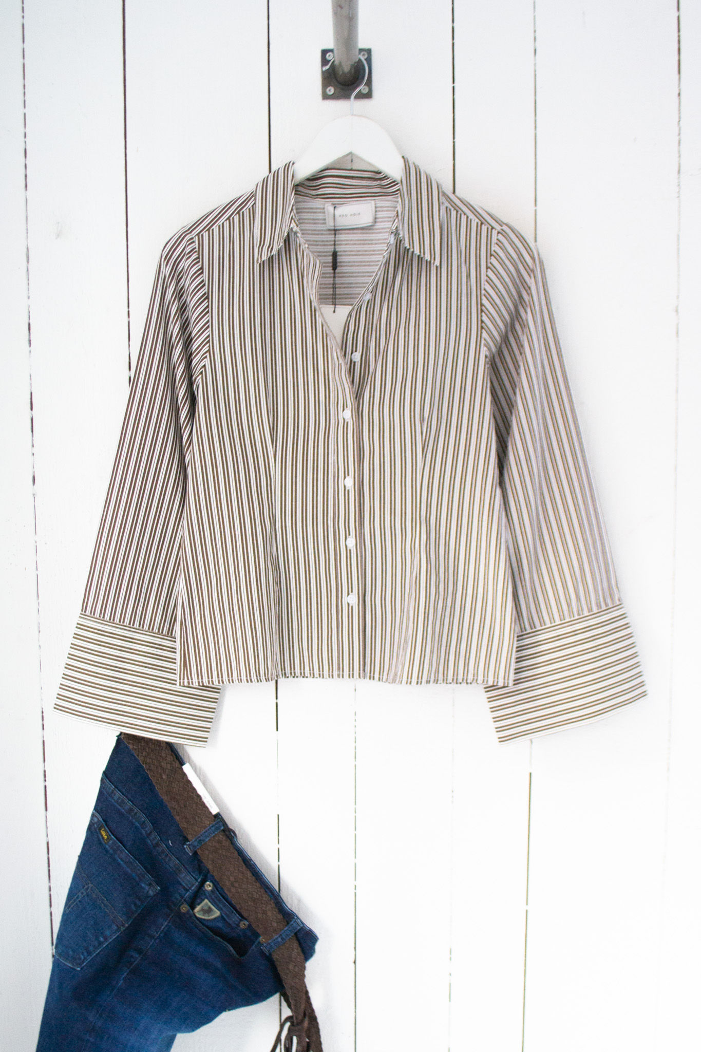 Neo Noir Rosa Double Mix Stripe Shirt Dusty Brown