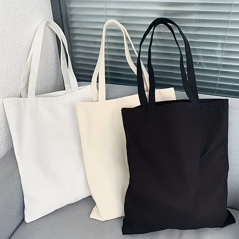Simple and Casual Solid Color Canvas Material Large Capacity Women's Handheld Sh