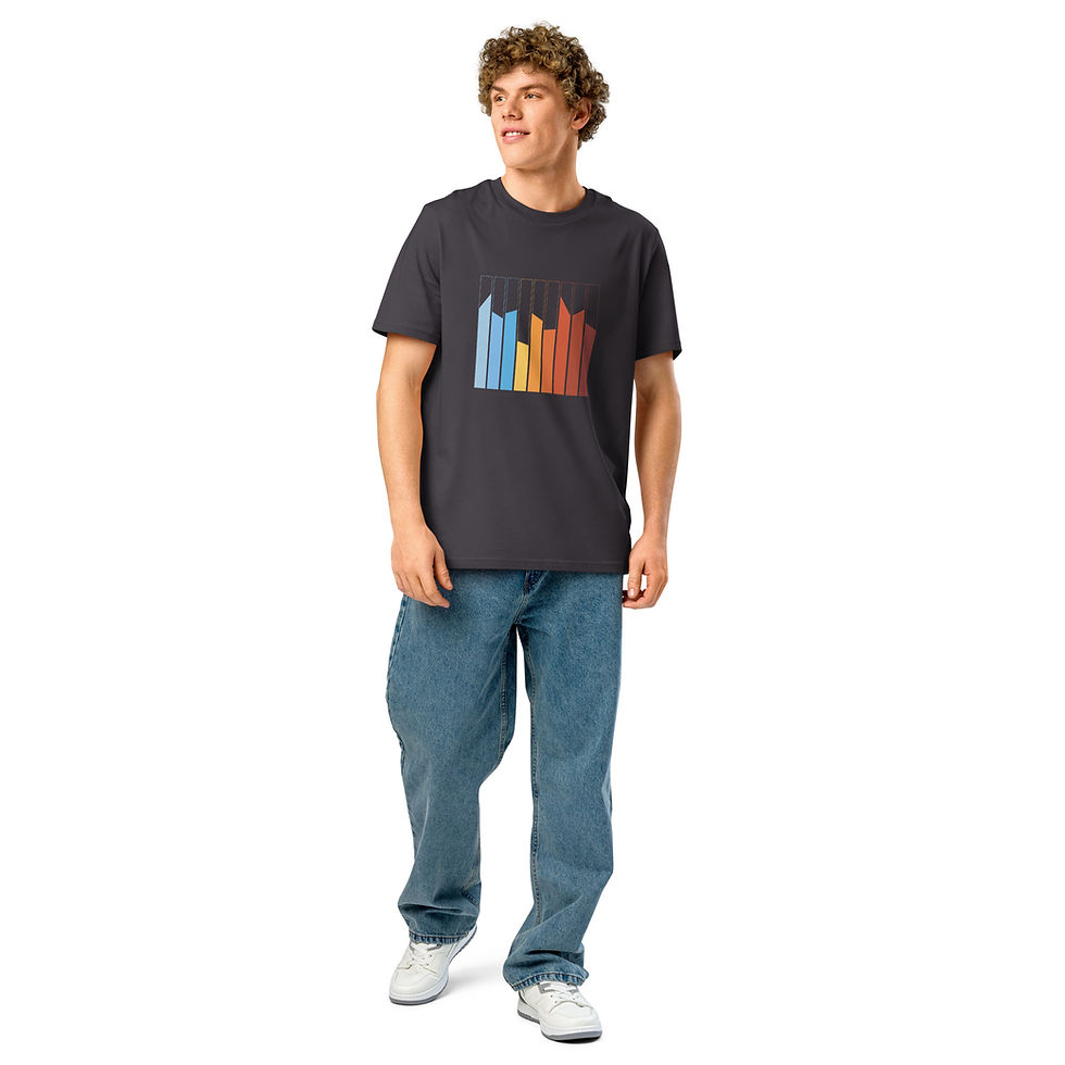 Thumbnail: Sunset Color Strips T-Shirt | Modern Drip Art Graphic Tee for Bold Streetwear