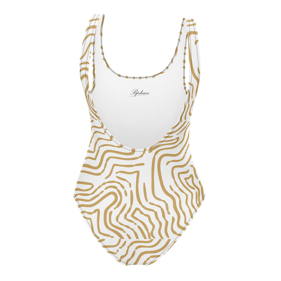 Thumbnail: Gold Wave Print Swimsuit | Elegant One-Piece Swimwear for Pool & Beach