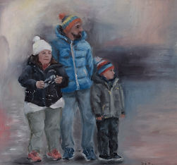 Familia en Verona, 2020. Óleo sobre papel.