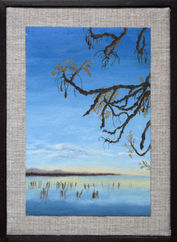 Albufera of Valencia, Spain. Landscape painting. Oil on canvas fabric with handmade wooden frame.