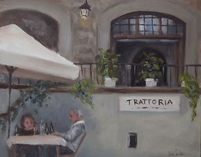 La Trattoria, 2020. Óleo sobre papel