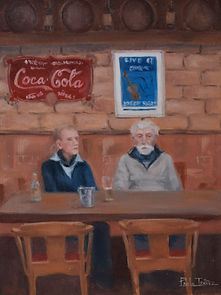 La mesa del pub, 2020. Óleo sobre papel.