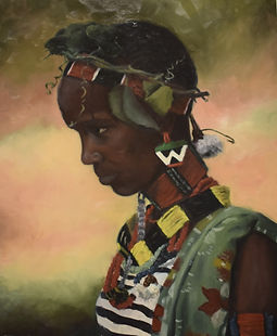 Tribu Hamer, Etiopía. Óleo sobre papel.