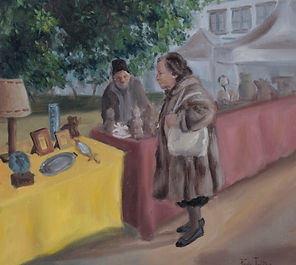 Domingo en el centro, 2020. Óleo sobre papel