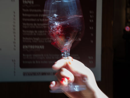 Glass of natural wine served at Rosa Barcelona bar
