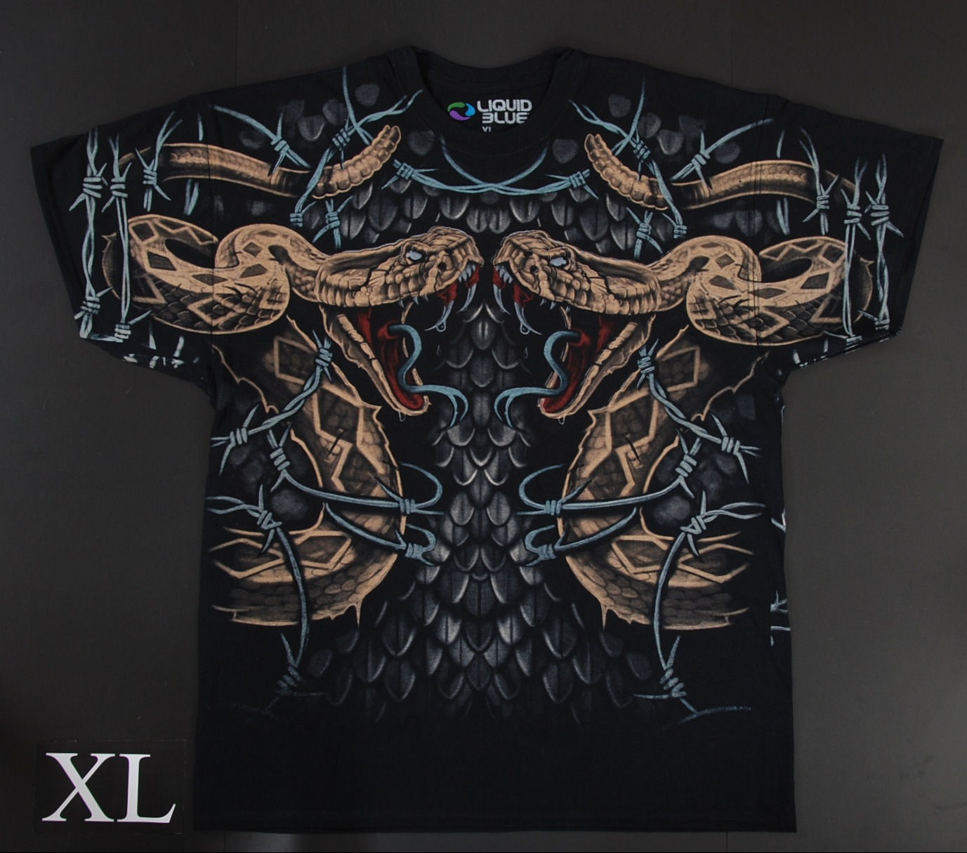 Snake Barbed Wire T-Shirt Größe XL – Schwarzes Schlangen Motiv