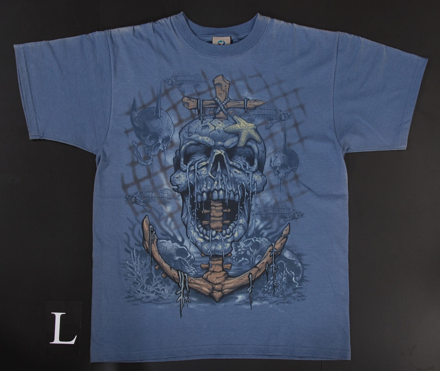 Skull Anchor T-Shirt – Blaues Totenkopf Motiv