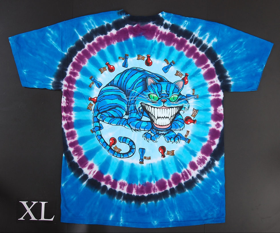 Miniaturbild: Mad Hatter Cheshire Cat T-Shirt Größe XL – Blaues Alice Fantasy Moti