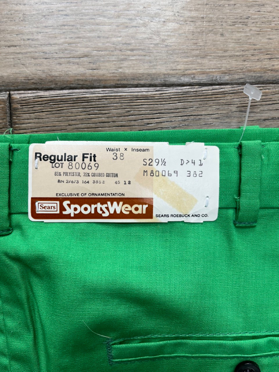 NWT Sears Sportswear Green Pants 38x29.5