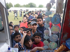 a big queue, image from our ice cream van