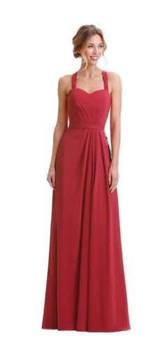 red bridesmaid dress without sleeves