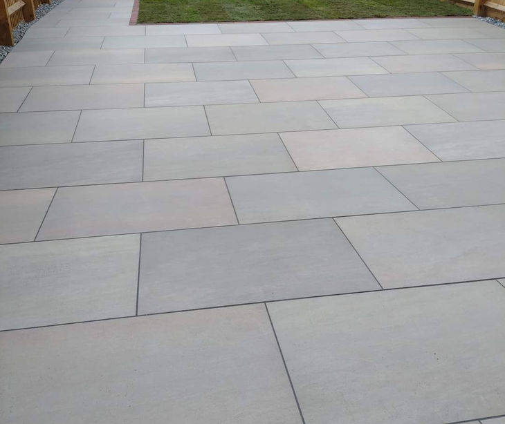 another view of garden landscaping with ceramic tiles