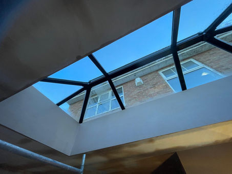 Skylight window plastering, before