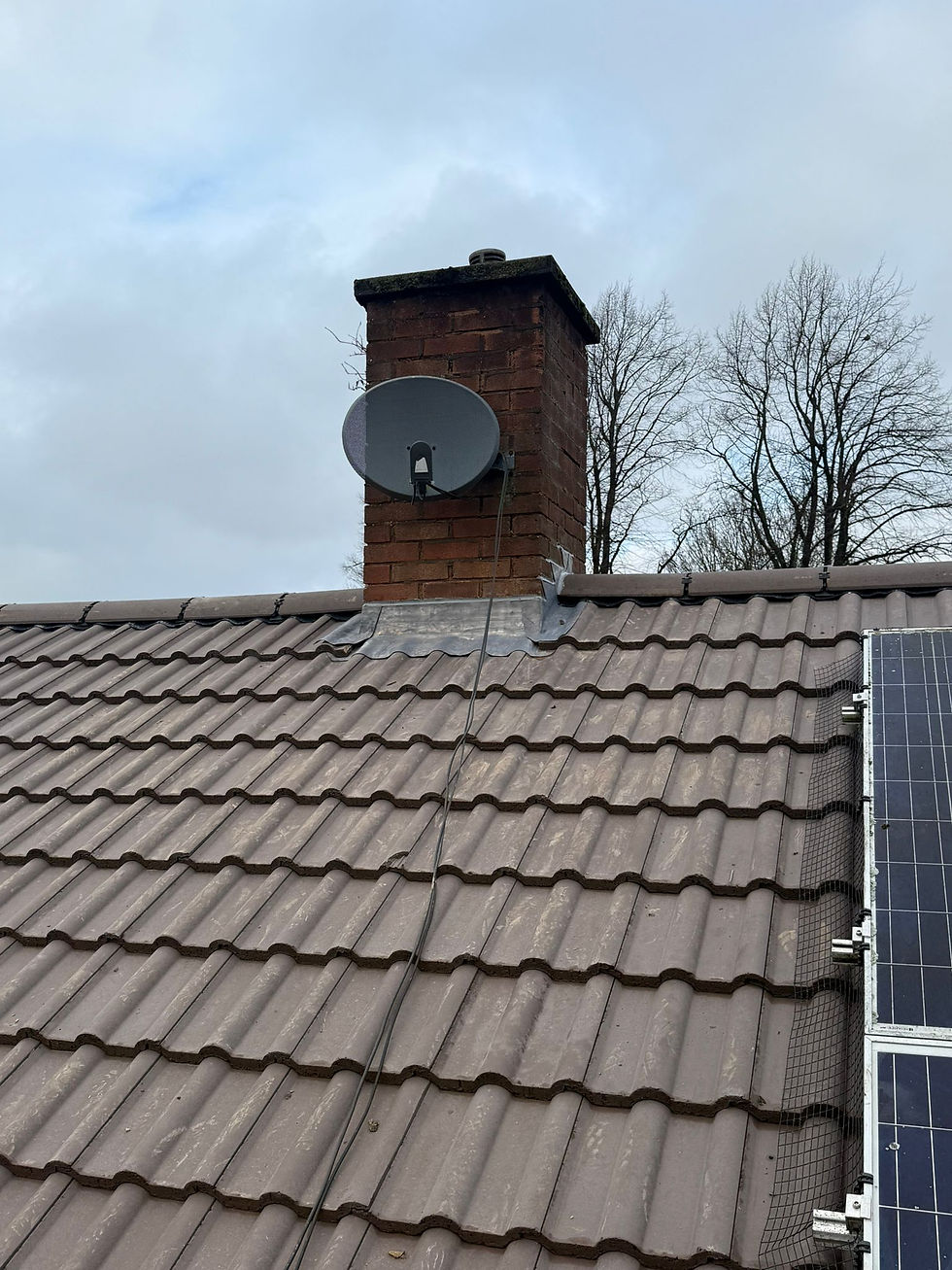 A flat roof with black guttering and brick walls on a residential extension.