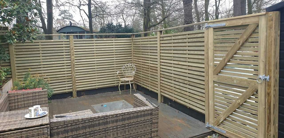 Lush garden with bright green grass and curved brick pathway