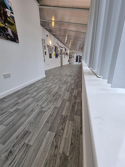 school hallway laminate flooring completed