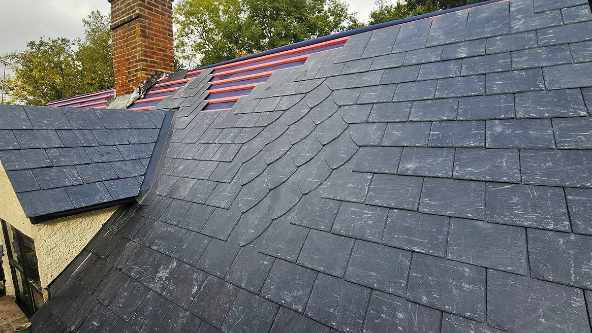 roof tiling in process, new roof
