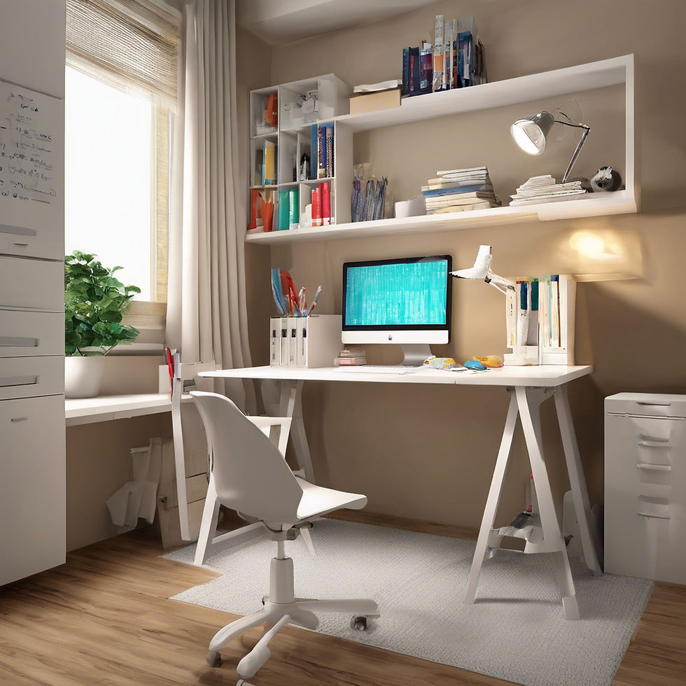 A study area in a student room