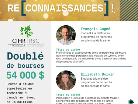 Bourses IRSC Elizabeth Boivin François Gagné