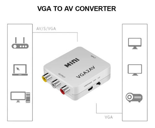 Miniatura: Convertidor Adaptador De Vga A Av Rca Con Cable De Poder Usb