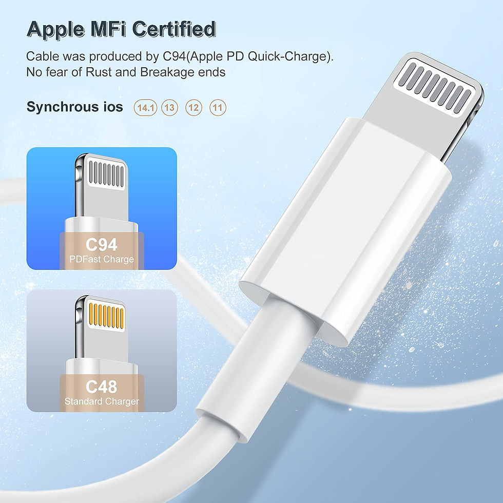Miniatura: Cable Apple USB A Lightning Certificación MFI Para iPhone iPad por 3 Metros